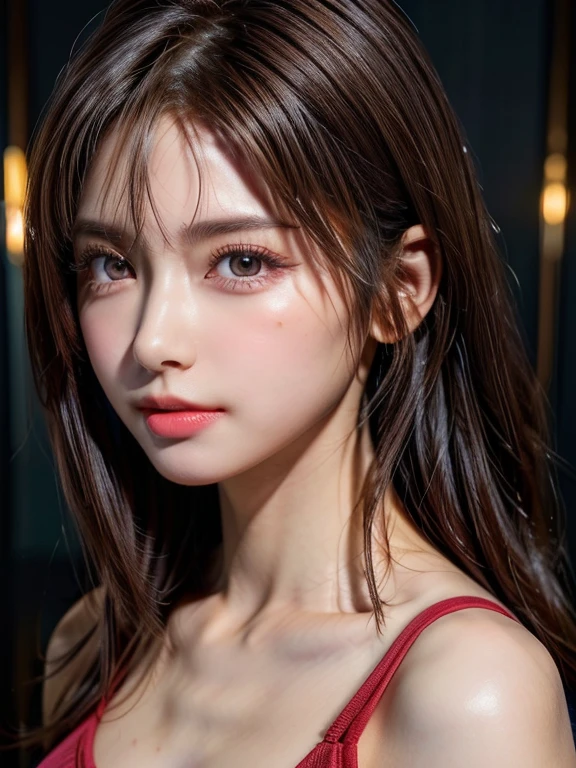 ((anatomically correct, Kissing gesture, pouting lips)), (Beautiful, detailed eyes:1.2, Beautiful skin, Beautiful hair, Beautiful eyes, seductive eyes), ((Woman)), (Detailed eyes and face:1.3), ((Asymmetrical hair)), (Highly detailed CG, Super detailed, Best Shadow:1.1), ((Depth of written boundary:1.1)), ((watercolor)), beautiful concept figure, (figure:1.1), (Perfect detail:1.1), looking at viewer, Good posture and dignity, From the neck up, natural soft lighting, evening sunset, Highlights in the eyes, Very perfect and beautiful face, close up shot, glossy lips, Bare shoulders, (vibrant colors, vivid colors background:1.2), (masterpiece:1.2, Highest quality),