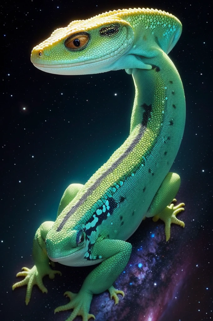 Make a sexy male gecko with a space look 