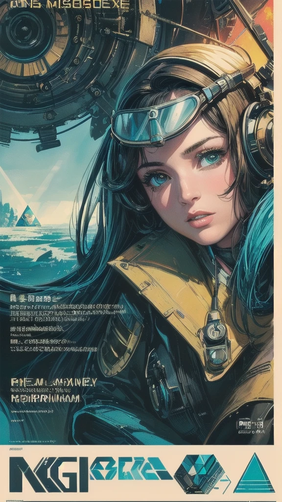 (((masterpiece, highest quality))),(((solo:1.2))),(((1girl:1.2))),(((32k wallpaper))),(very detailed, vintage science fiction),((((((geometric cinematic movie poster)))))), (bauhaus), shape,(((abstract))),(mid century modern),movie poster,(((((portfolio))))),(((((Close-up))))),(((((bust up))))),((((more various angle)))),(((ultimate highlight))),Vast landscape,((((complete. detailed face)))),(((Extremely talented))),(((most complecated machine))),(((text))),(((typography))),(((((best complicated machine))))),(((((genius mechanic))))),(((gorgeous light leak))),(((perfect detailed goggle))),