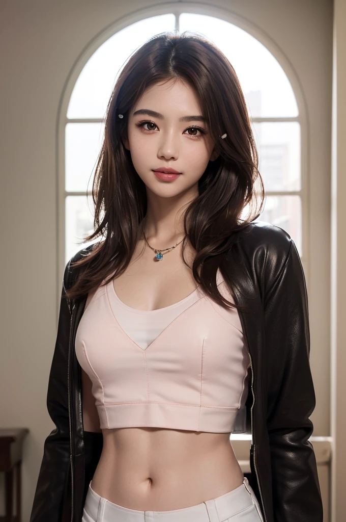 ((Realistic lighting, Best Quality, 8k, Masterpiece:1.3)), Sharp focus:1.2, 1girl, Beautiful woman with perfect figure:1.4, , ((濃いbrownのhair)), (Black down jacket),Ultra-thin face,Fine grain,double eyelid,whole body,黒いWearing a down jacket,((Realistic lighting, Best Quality, 8k, Masterpiece:1.3)), Sharp focus:1.2, 1girl, Beautiful woman with perfect figure:1.4, ((濃いbrownのhair)), (White crop top:1.4),Fine grain,double eyelid,ニコンのRAWphotograph,8k, Fujifilm XT3,masterpiece, Highest quality, Realistic, photoRealistic, Super detailed,1girl,Nushen, shortヘア,smile,Canon RF85mmf/1.2,masterpiece,Highest quality,超High resolution,girl,white_Shiny_skin,brown目,necklace,((brown_length_short_Wave_hair)),((Light pink_Shiny_lips)),((Light pink_cheek)),((brown_arch_Eyebrow))eyelash,,smile,前hair,deal with,compensate,Shiny,pore,skin texture,bracelet,Gal,24-years-old,wedding ring,Snowy city,Sharp focus, Professional, 4K, God's Rays, stunning , delicate, Innocent, High resolution, Detailed facial features,Sharp focus, Smooth, beautiful, Very detailed, photograph_\(Ultra\), photographRealistic, Realistic, Post-processing, Maximum detail, Roughness, Real Life, Ultra Realistic, photographrealism, photographgraphy, 8k UHD, photographgraphy, Semi-Silhouette Light, Instagram, viral instragram photograph,(masterpiece:1.3), (8k, Photorealistic, 生photograph, Best image quality: 1.4), Japanese 、(ランダムなhair型:1.2)、Super detailed face、Eye for details、double eyelid、Sharp focus:1.2、Beautiful woman:1.4、薄brownのhair、Highest quality、masterpiece、超A high resolution、(Photorealistic:1.4)、非常に詳細でProfessionalフェッショナルな照明のsmile、Wearing a down jacket、thin、Serious expression、
