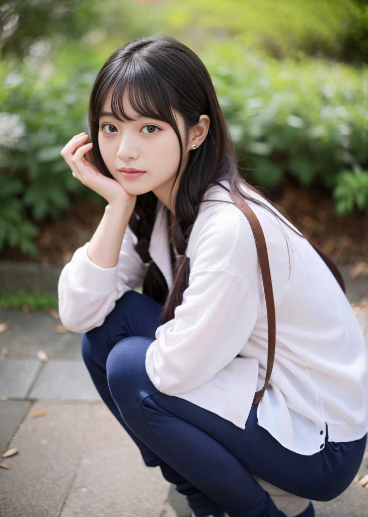 ulzzang-6500-v1.1, navy high socks Majimix Real、(Raw photo:1.2)、(Photoreal:1.4)、beauty in beautiful details and delicate expression、bionde、((I can see my pants))(Crouching panty shots)earrings eyelash beautiful and fine eyes、huge file size、super detailed、High resolution、transcendental beauty highest quality、masterpiece、、(Japanese girls' high school uniform))、very detailed expression small、finely、Highly detailed face movie lighting、23 year old girl、positive、((dynamic pose)))、(Sit straight with your knees bent))、pleated skirt、blazer、sexy upper eyes black hair,