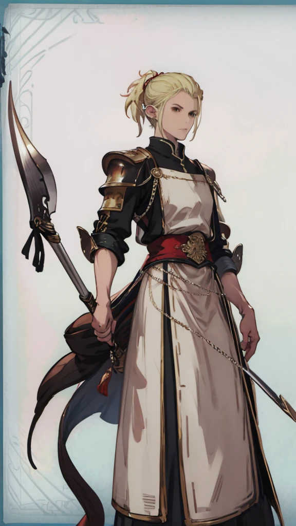 Anime character wearing armor and holding a big sword and a big axe, Concept Art:Okada Yoneyama, Pixiv, What it is?, Elven Knight, JRPG Characters art, Shining Plate Armor, wearing Shining Plate Armor, Human Male Paladin, Final Fantasy Tactics characters, Warrior in armor, JRPG Characters, Wearing green armor and helmet, With a big sword