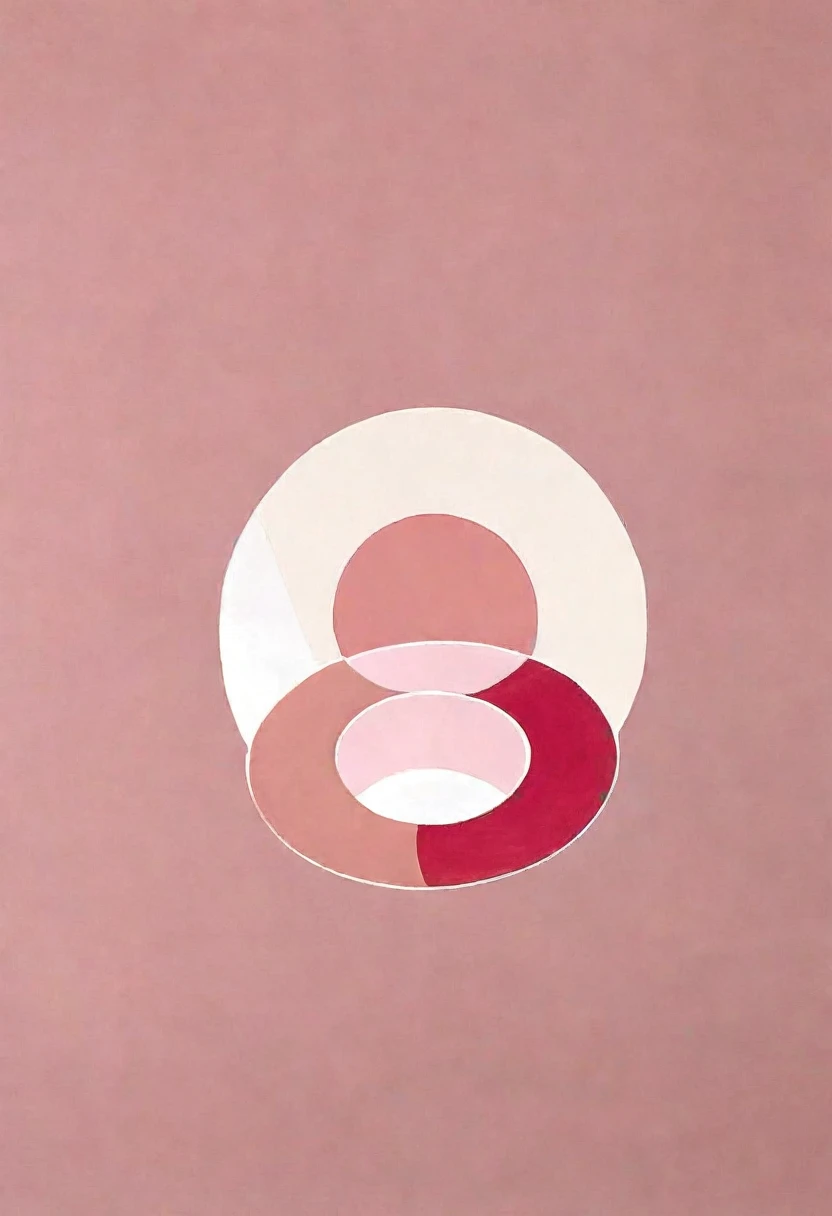 Minimalist style，Morandi color system，pink，Solid color background，Abstract Art，A circle，Full of peace，画面充满了positive的情感，persist in、positive、growing up