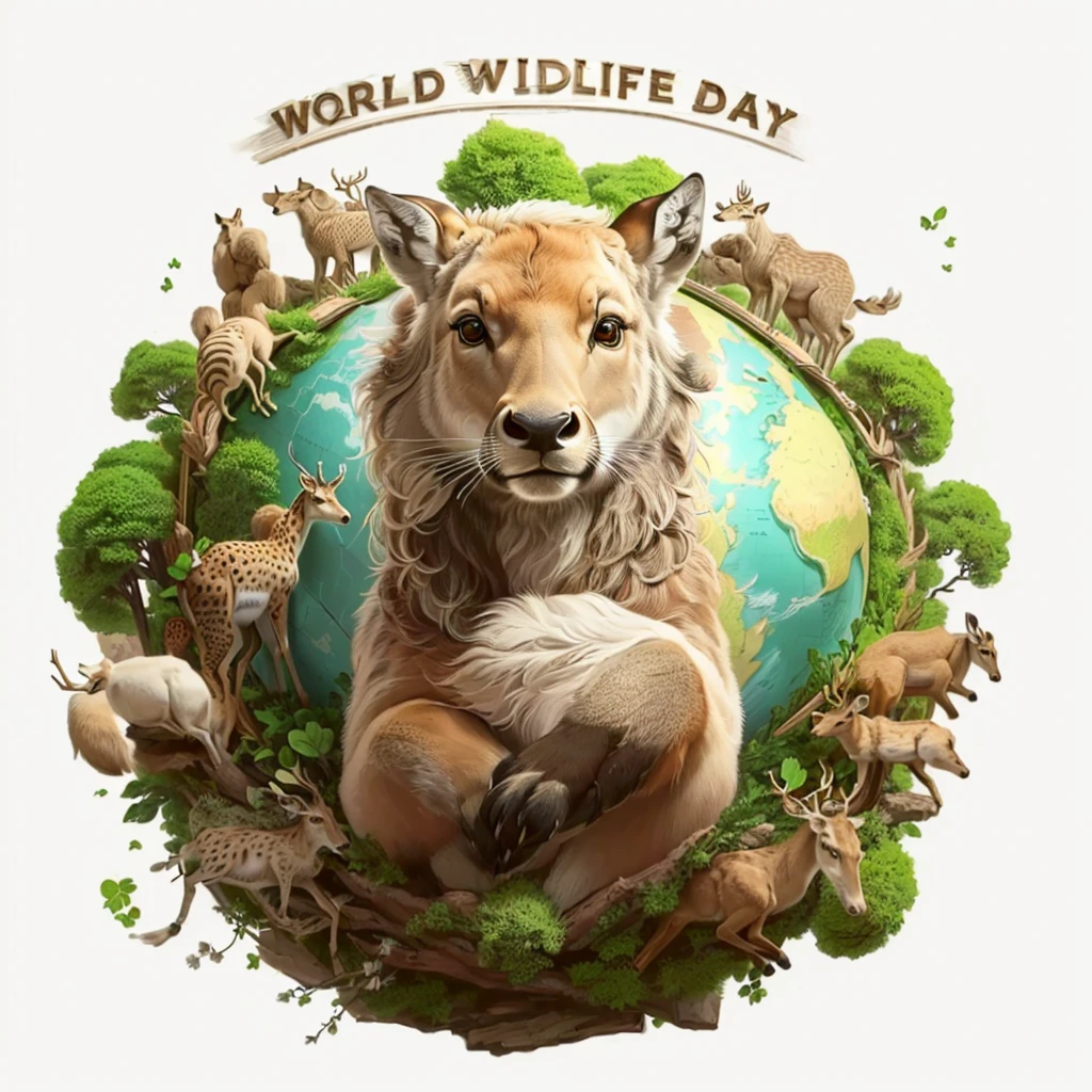 there is a deer that is sitting on a globe surrounded by animals, animals wildlife, wildlife illustration, wildlife preservation, wildlife documentary, wildlife drawing, animal world, wild pencil style, detailed beautiful animals, mutated wildlife, animals ruling the world, vivid detailed realistic, wildlife. atmospheric, wild animals, hd illustration, handsome stunning realistic, realistic highly detailed, wwf