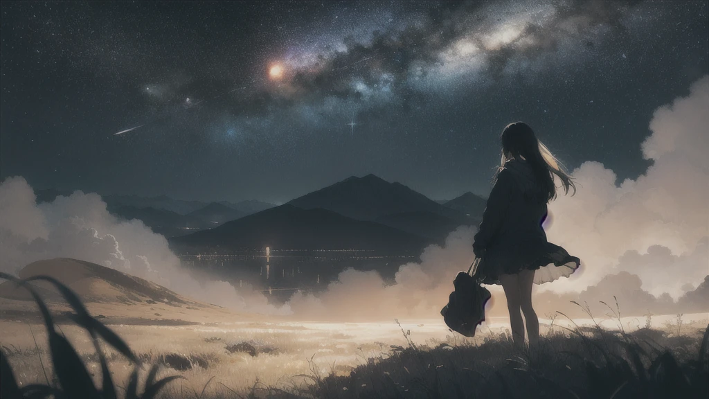 lonely night, Absurd, High resolution, Super detailed, (One girl:1.3),
Break Lomography, Analogue photography, Vibrant colors, Soft Focus, Light leakage, Dreamy atmosphere, Experimental charm, Nostalgic Charm BREAK Color Field Painting, large colored bands, abstract expressionism, Bold colors, Emotional impact, Atmospheric Depth, Minimalist Approach BREAK
, Space Exploration, Celestial Bodies, Astronomical phenomena, Scientific discoveries, otherworldly wonders