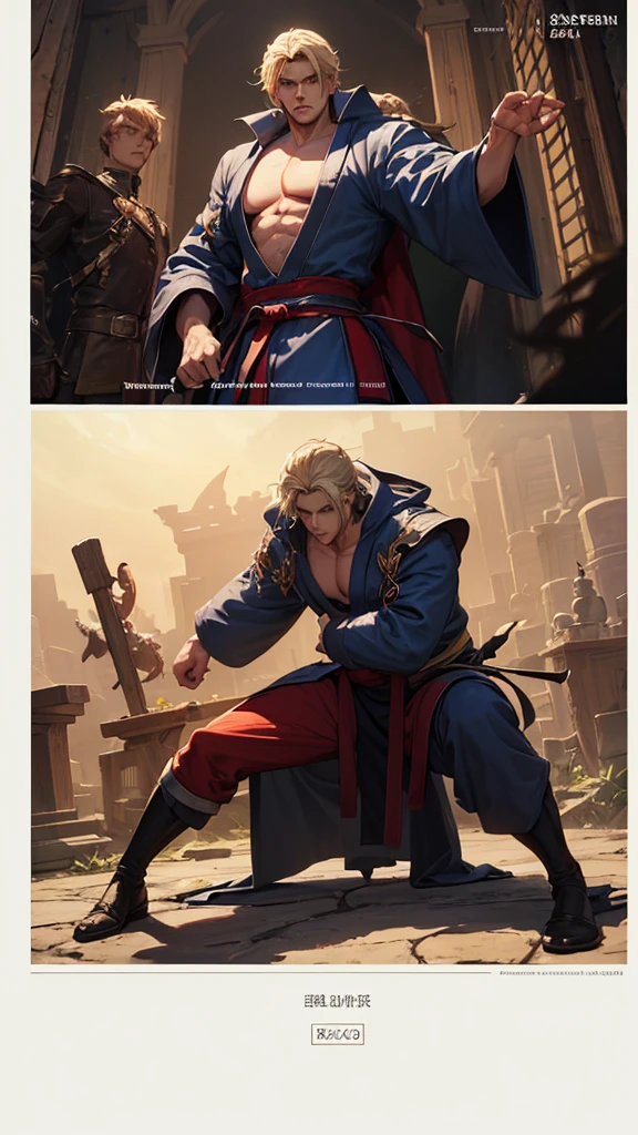 (masterpiece, 4K ,Super detailed:1.2), (anime:1), (Perfect quality), The whole body is shown, View Viewer, Martial Artist, tall, Desperate look, Ultra violent men, Short Hair, Powerfully々And, RPG concept art character, Elegant appearance, Muscular