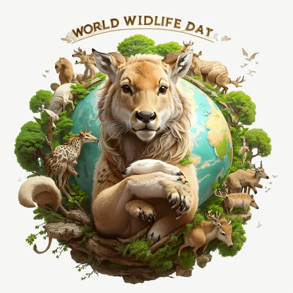 there is a deer that is sitting on a globe surrounded by animals, animals wildlife, wildlife illustration, wildlife preservation, wildlife documentary, wildlife drawing, animal world, wild pencil style, detailed beautiful animals, mutated wildlife, animals ruling the world, vivid detailed realistic, wildlife. atmospheric, wild animals, hd illustration, handsome stunning realistic, realistic highly detailed, wwf