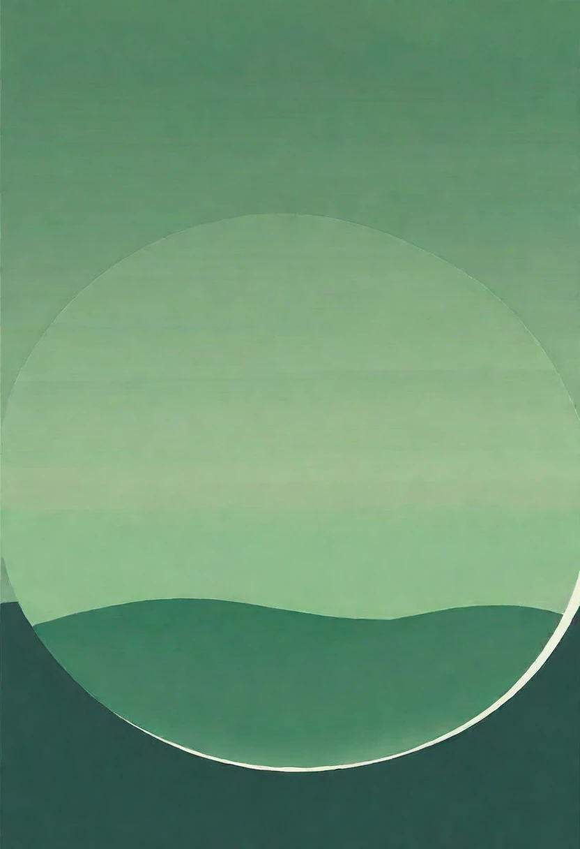 Minimalist style,Morandi color system,green,Gradient solid background,Abstract Art,A circle,Full of peace,画面充满了positive的情感,persist in、positive、growing up