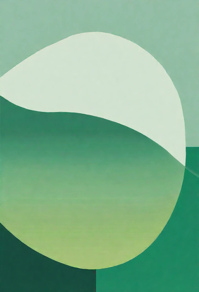 Minimalist style,Morandi color system,green,Gradient solid background,Abstract Art,A circle,Full of peace,画面充满了positive的情感,persist in、positive、growing up