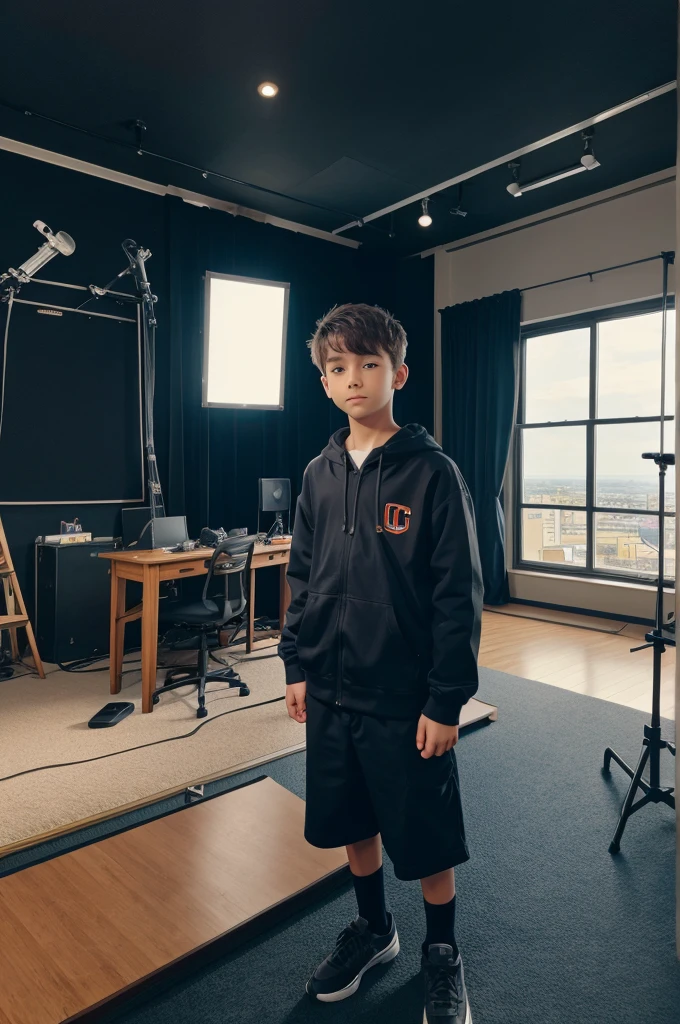 Boy in studio with fantastic background