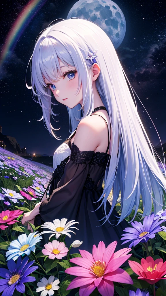 flower　night　moon　rainbow　landscape