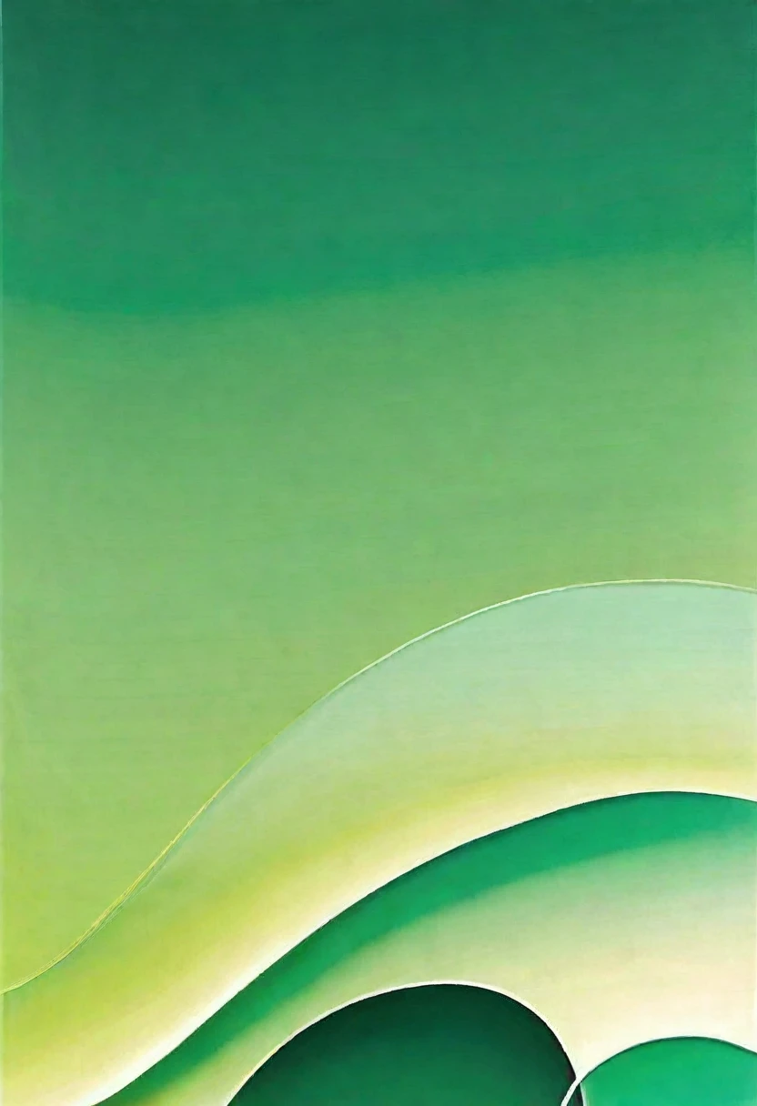 Minimalist style，Morandi color system，green，Gradient solid background，Abstract Art，Random Curve，line，Full of peace，画面充满了positive的情感，persist in、positive、growing up