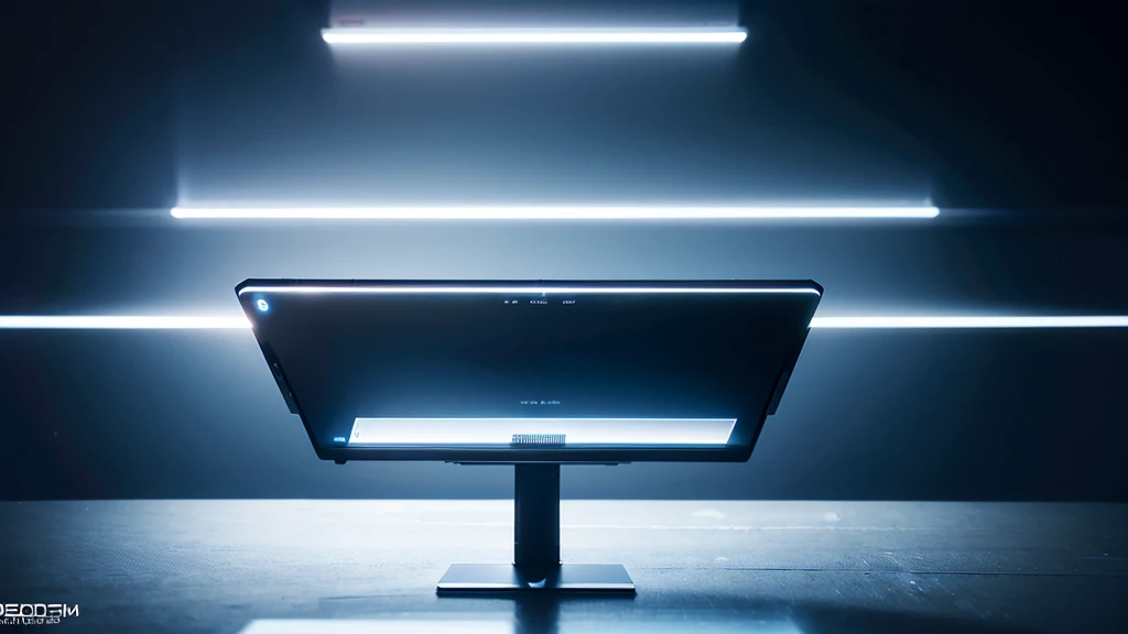 A detailed, high-quality Stable Diffusion prompt for the given theme would be:
a computer screen, 16:9 aspect ratio, futuristic digital display, advanced user interface, holographic elements, minimalist design, sleek metal frame, cool color tones, dramatic lighting, abstract data visualization, clean modern aesthetic, complex user interface elements, advanced technology, cinematic composition, photorealistic rendering, 8k resolution, highly detailed, masterpiece, ultra-detailed