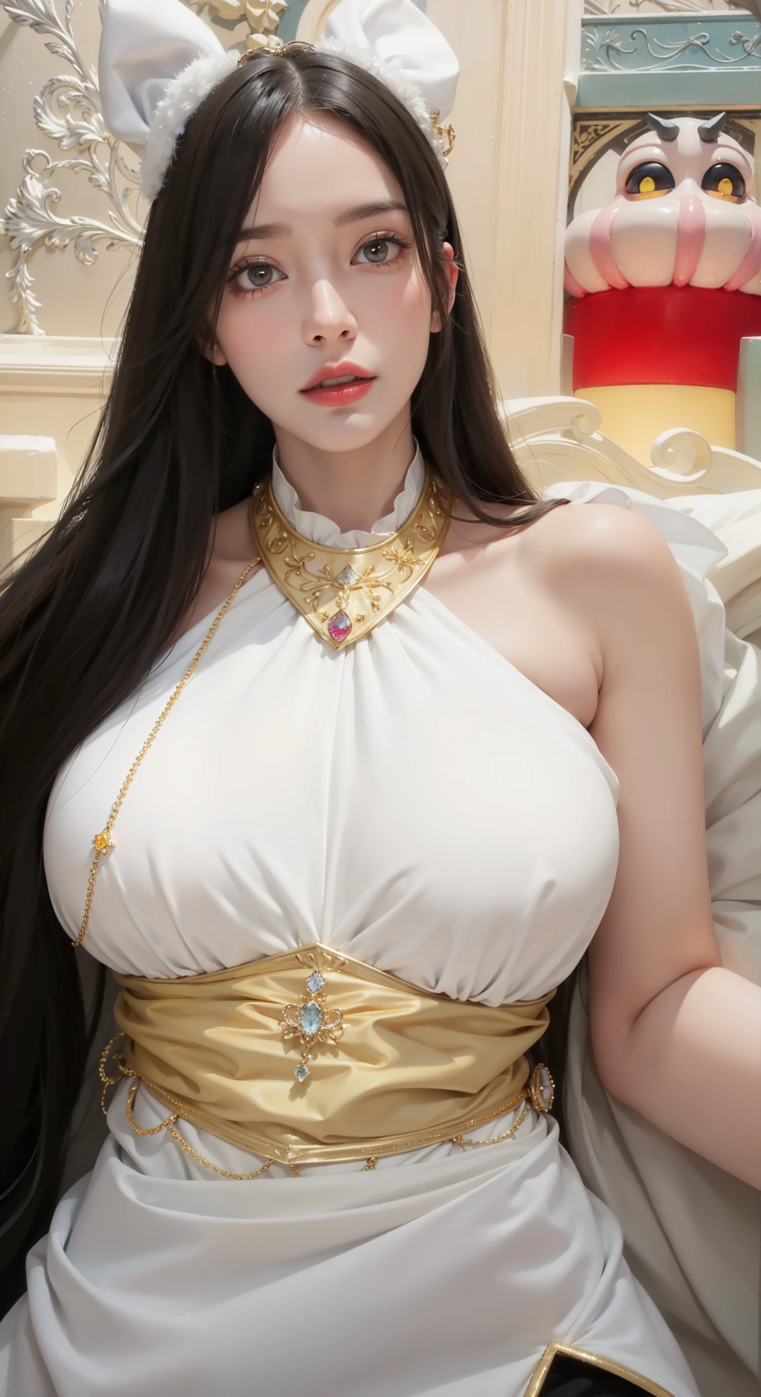 Very detailed, Delicate face, Photorealistic style, Stock Photography , Colorful, Surrealism, Realistic textures, Dramatic Lighting, Distiller 800 (8K, original photo, Better quality, masterpiece: 1.2), Very detailed, (Extremely delicate skin: 1.2), 8k Ultra HD, SLR camera, Soft Light, high quality, Frozen queen,, Snow Castle,Blue pupils,Wear red lipstick,Tattoo Queen,Gorgeous clothing,Gemstones, diamonds, gold jewelry,8k quality