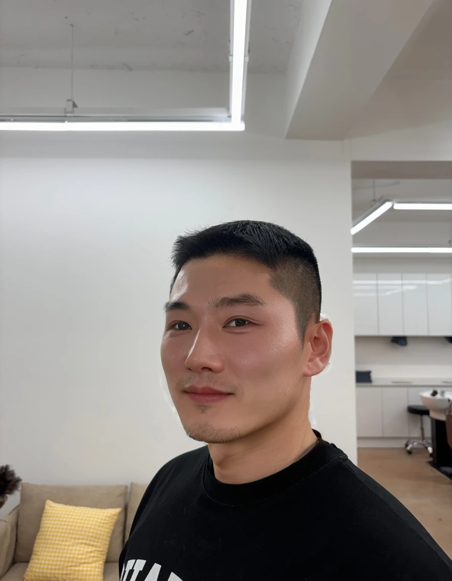 Best Quality, 8k, Masterpiece, (Portrait: 1.3), (photo realistic:1.4), (hyper realistic:1.4), Sharp Focus, looking at viewer, (smoother lighting:1.1), (increase cinematic lighting quality:0.9), realistic lighting, backlighting, light on face, ray trace, (brightening light:1.2), (Increase quality:1.4), sharp detail, (best quality real texture skin:1.4), finely detailed eyes, black_eyes, finely detailed face, 25 year old Korean man