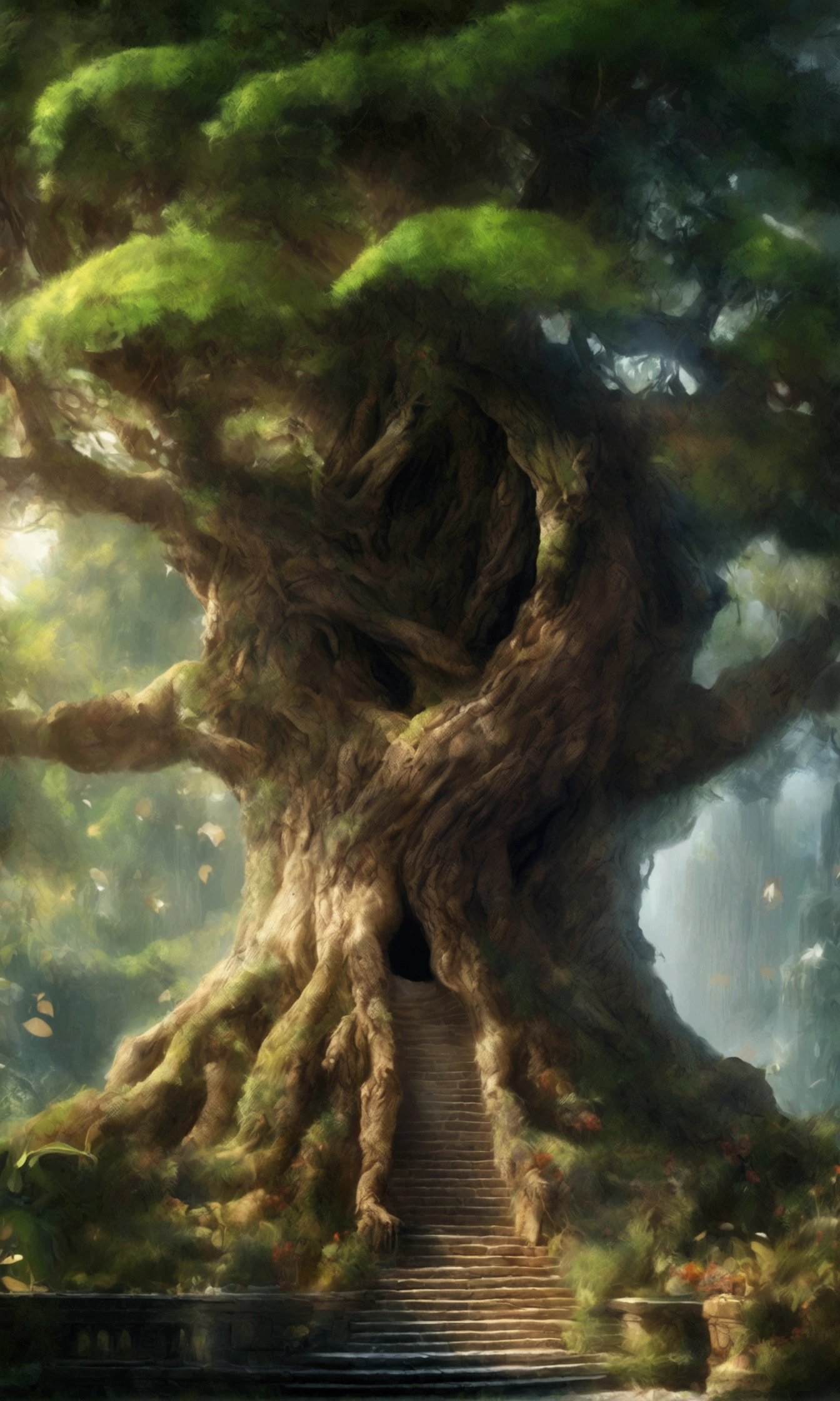 A huge tree,Magic world scene,wonderful,Fantasy