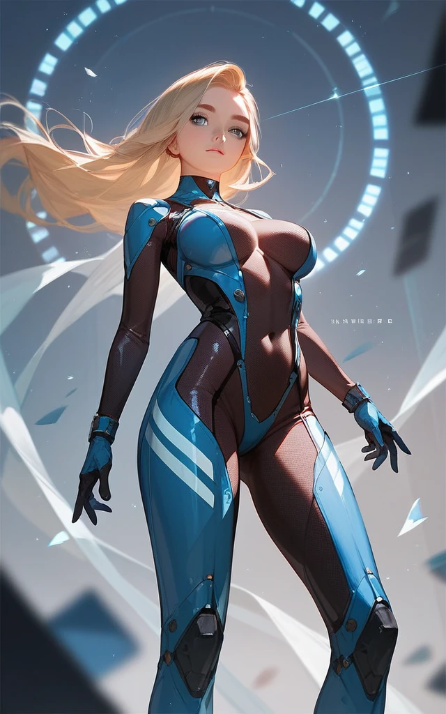 girl, sheer bodysuit, blonde, blue eyes, Hyper Realistic, masterpiece