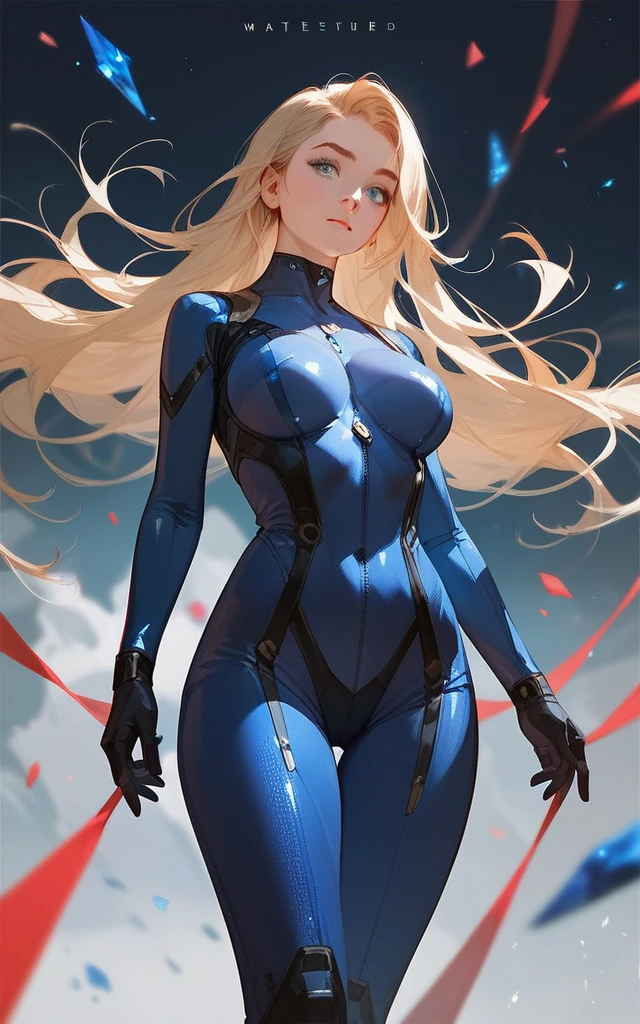 girl, sheer bodysuit, blonde, blue eyes, Hyper Realistic, masterpiece