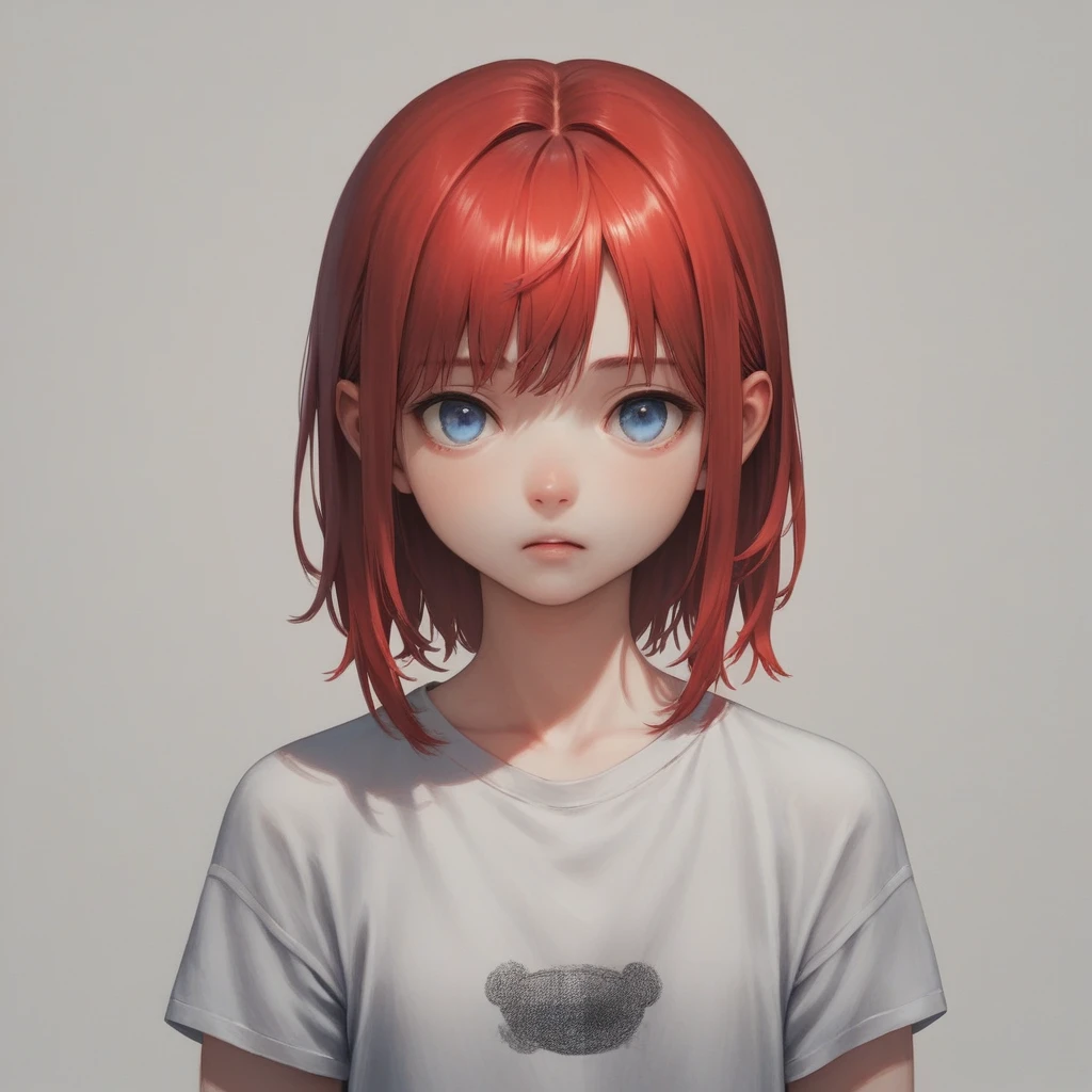 Anime girl with red hair and blue eyes looking at the camera., an anime drawing inspired by Jin Homura, trend on pixiv, self destructive art, closeup of another iwakura, closeup of another iwakura, closeup of a young anime girl, perfect anime face, Today's featured anime still., in an anime, visual anime of a cute girl, he has cultivated four