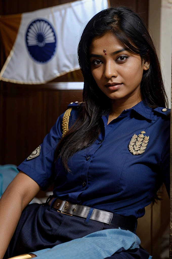 Indian woman in Indian police uniform