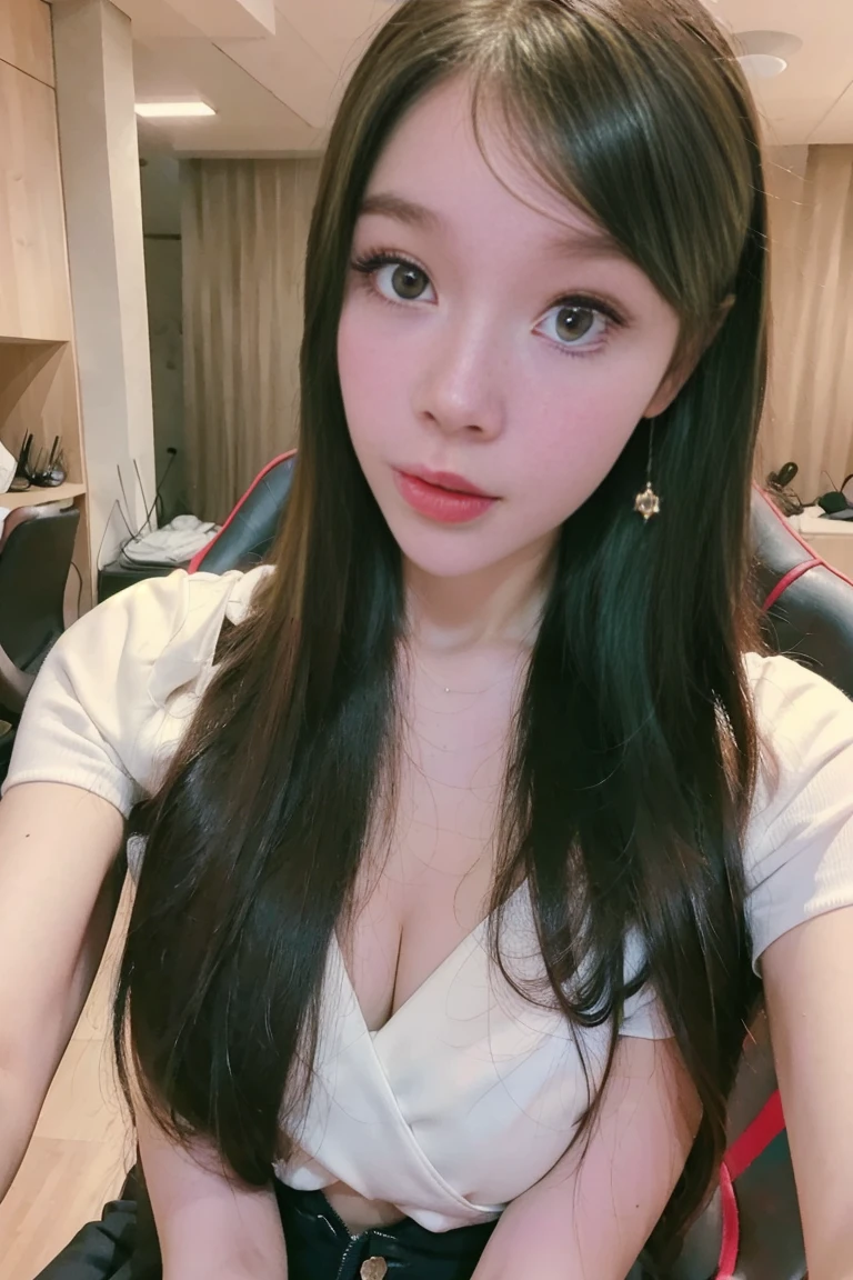 a beautiful young woman with long brown hair in a white top and tight denim skirt posing for a photo, slim figure, small , slender female model, 24 year old female model, lying on a construction site, surrounded by a group of african american people, (best quality,4k,8k,highres,masterpiece:1.2),ultra-detailed,(realistic,photorealistic,photo-realistic:1.37),intricate details,extremely detailed face and eyes,flawless skin,natural lighting,vivid colors,professional photography,cinematic composition