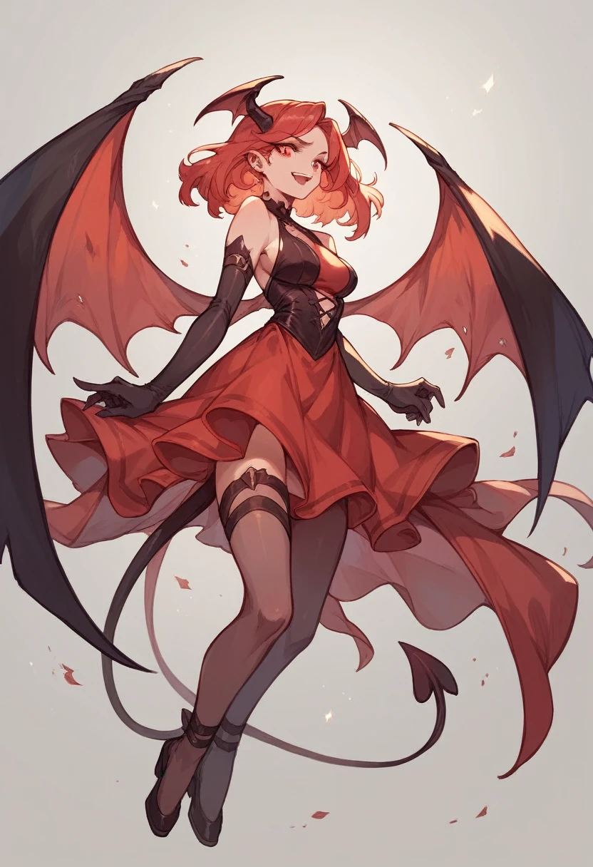 a woman in a red dress with wings and a devil&#39;s head, demon anime girl, mika kurai demon, together, demon girl, anime monster girl, will tear the fallen blood, with infernal devil wings, I will tear from the overlord, Lilith, Junko Enoshima, beautiful together, Gapmoe Yandere Grimdark