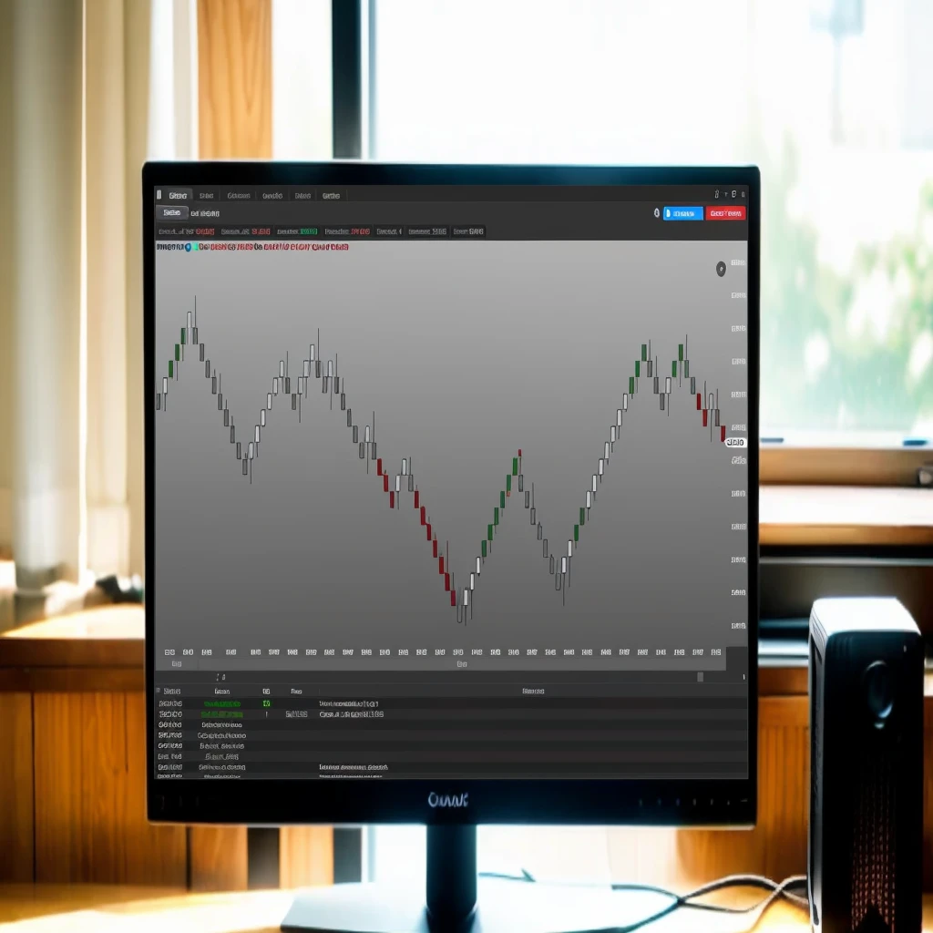 fuzzy monitor with a stock chart sitting on a table, waveforms on top of square chart, displaying stock Graphics, cgtrader, trends in the markets, screenshot of youtube video, negotiation, Graphics, 4 0 9 6, detailed scene, Houdini algorhitmic pattern, looking partly to the left, sinais Graphics, trends on cgtalk, traders