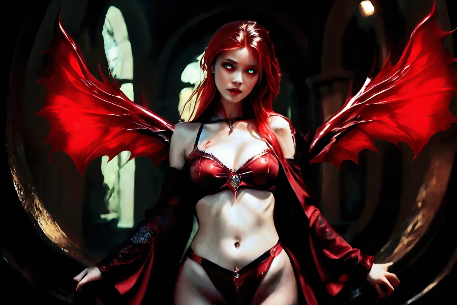Horror-themed cinematic film still,a horrifying red-skinned male demon king,(full body portrait:1.3),(detailed monstrous evil face:1.4),screaming,wide spread bat like wings,(detailed scaly skin texture:1.2),long curved horns,(in hell, swirling tormented souls, billowing smoke:1.5),black spiky armor,shallow depth of field,vignette,highly detailed,high budget,bokeh,cinemascope,moody,epic,gorgeous,film grain,grainy . Eerie,unsettling,dark,suspenseful,grim,highly detailed,bailing-traditional opera,chinese clothes,facepaint,