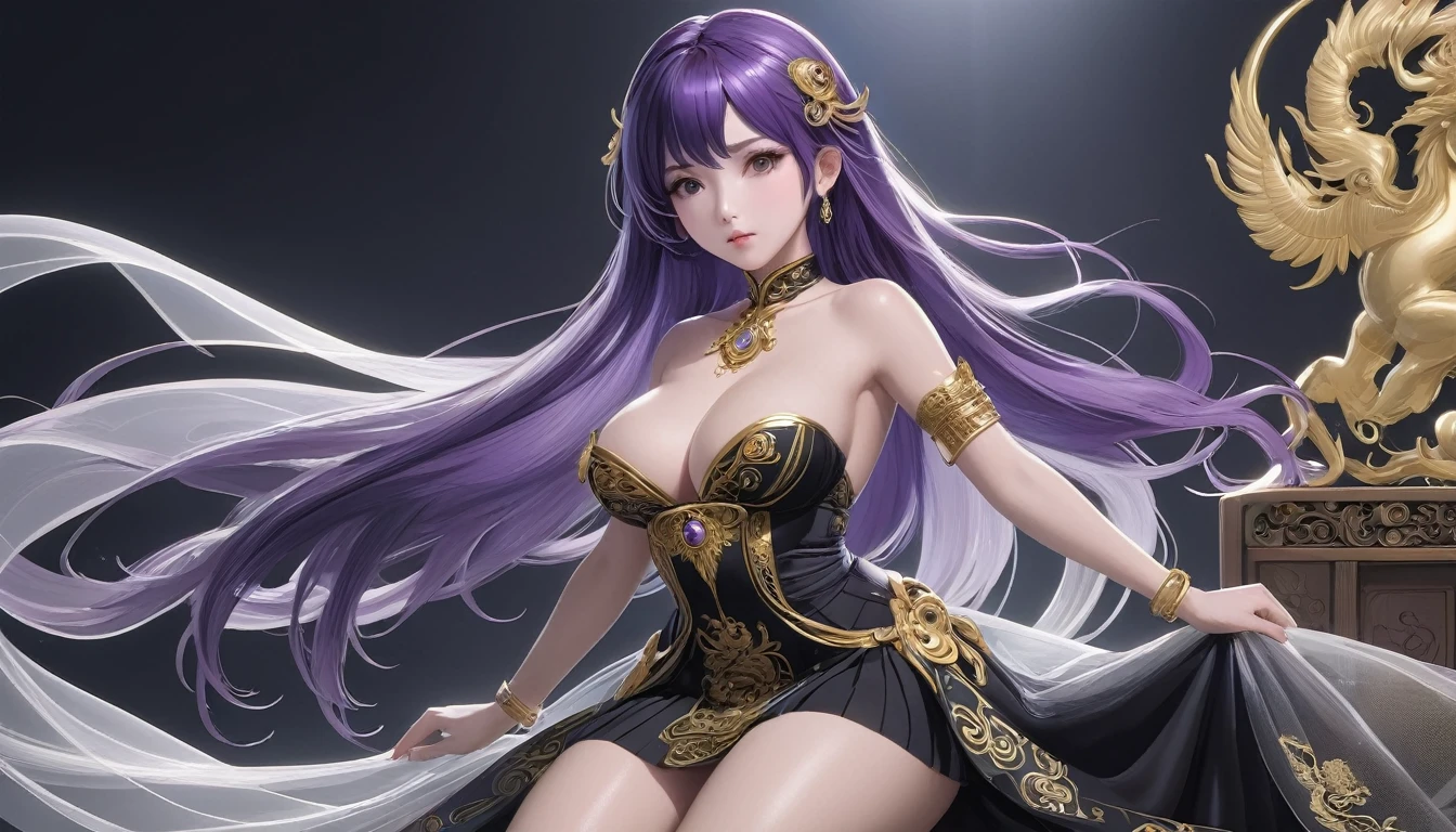 穿着纱丽的女人Strike a pose拍照, Ancient Goddess, Traditional Beauty, if, Beautiful goddess, Gorgeous role-playing, high, Beautiful young girl, Beautiful woman, 华丽Beautiful woman, Complex clothing,Chinese aesthetics, Beautiful Asian girl, Extremely detailed shot of the goddess, Jaw-dropping beauty, Big breasts deep neckline sexy belly button（butt), (bedroom), (Sexy Girls), masterpiece, best quality, 1 girl, Bangs, blush, Chest, clavicle, Eyebrows visible through hair, (Gradient purple gold hair), Jewelry, Long hair, Looking at the audience, Bright Eyes, ring, (solitary), illustration, fashionable, miss, Strike a pose, background, element, confident, Express, Accessories, majestic, striking, key point, Dynamic poses, ((plump)), (black))Woman in transparent dress,Viewer,(((Full breasts, Keeley University))),Slim waist,(Navel exposed,Bare waist), Long hair, extreme detailed details, Detailed fantasy art, Stunning character art, Beautiful and exquisite character art, Beautiful transparent dress, Very detailed, Large Breasts，饱满Chest，Golden ratio figure，Perfect body，Ultra wide-angle shooting，Full body shot，Body close-up，Full body shot，Wearing a pleated tulle skirt，柔和动漫illustration, 柔和的深色background，Fujifilm XT3 Clear focus, f 5.6, High Detail, Clear focus, Dramatic, (Wearing openwork clothing), (Looking at the audience:1.8), (Natural light), (Tempting)translucent, Good velvet quality, Compared, Divine Light,, Silver hair, 天空background, Absolute Strength,Female Shinmei，Girl in sexy silk,，Large Breasts，饱满Chest，Golden ratio figure，Perfect body，Ultra wide-angle shooting，Full body shot，Body close-up，Full body shot， Wearing a tulle dress, Model shooting style, Large Breasts，饱满Chest，Golden ratio figure，Perfect body，(Extremely detailed CG 8k wallpaper unit), The most beautiful artistic photos in the world, , 8K Ultra HD, ) on the beach，Lazy gesture，Charming and seductive expression，best quality,masterpiece,Ultra-high resolution,(Practical:1.4),original photo,Ultra-high resolution