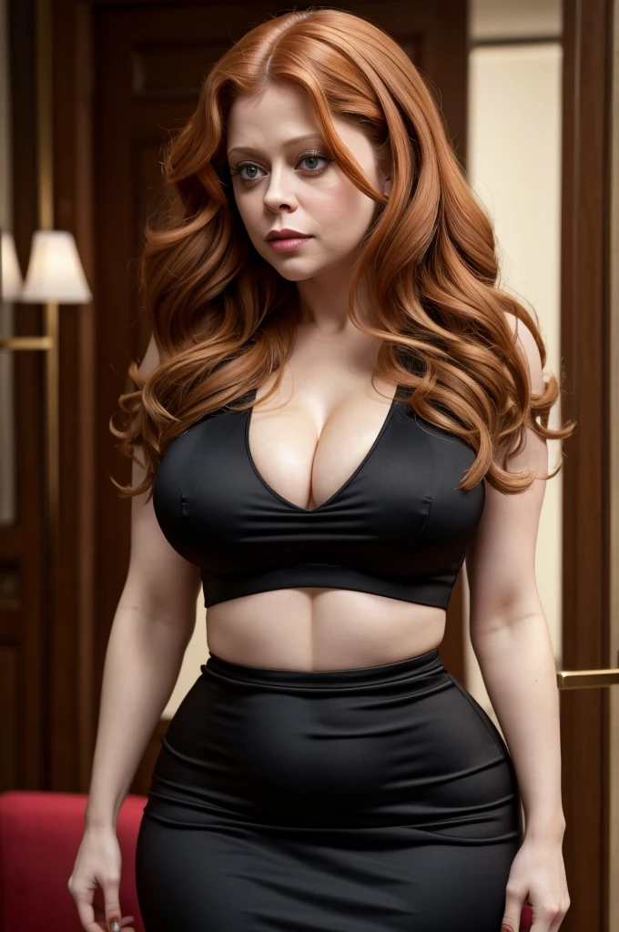 (masterpiece), best quality, expressive eyes, perfect face, natasha lyonne , curvy figure, tight classy dress, midriff, cleavage