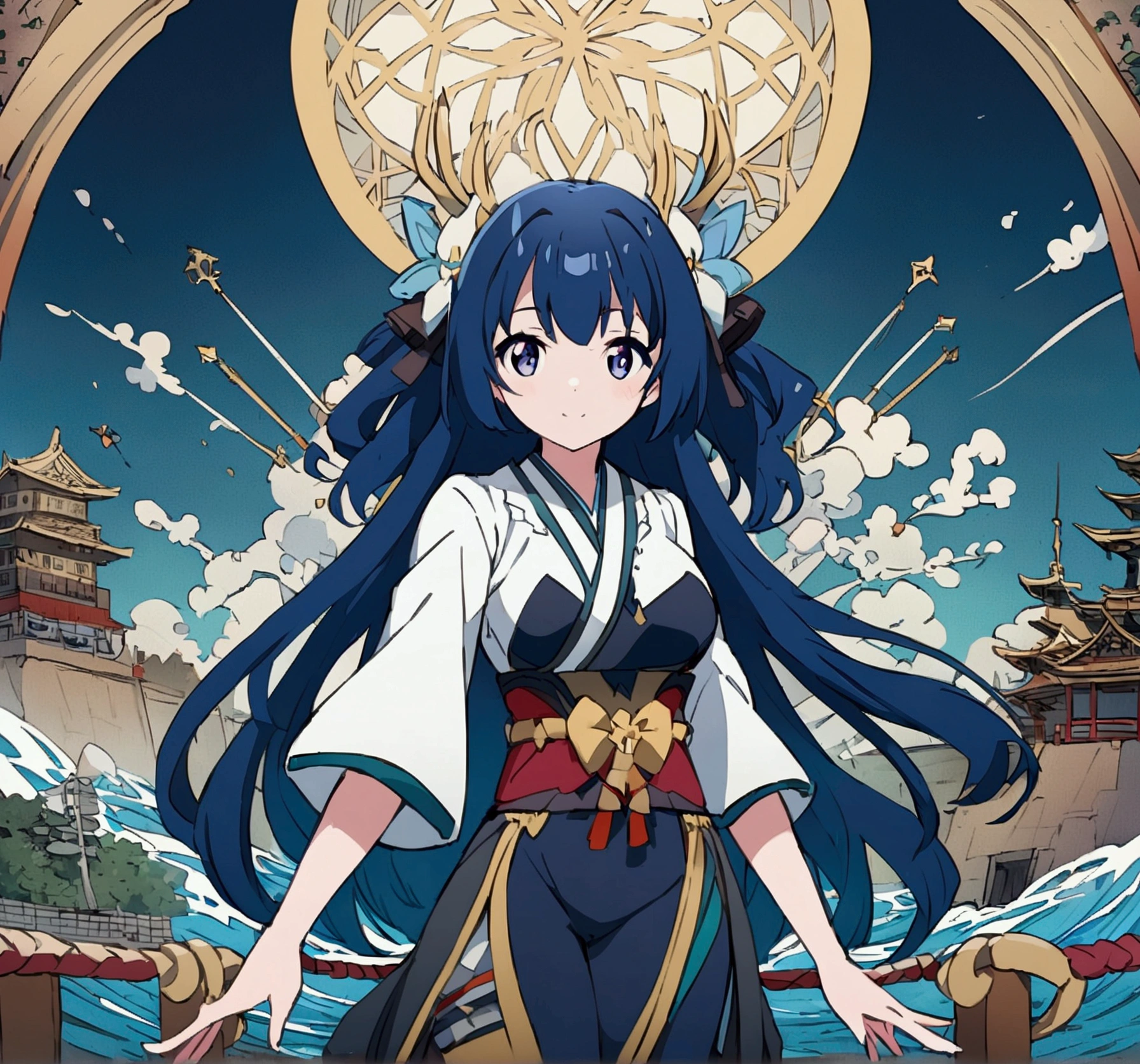 Draw an inspiring girl,Keep exploring in the ocean of knowledge,Japanese anime style