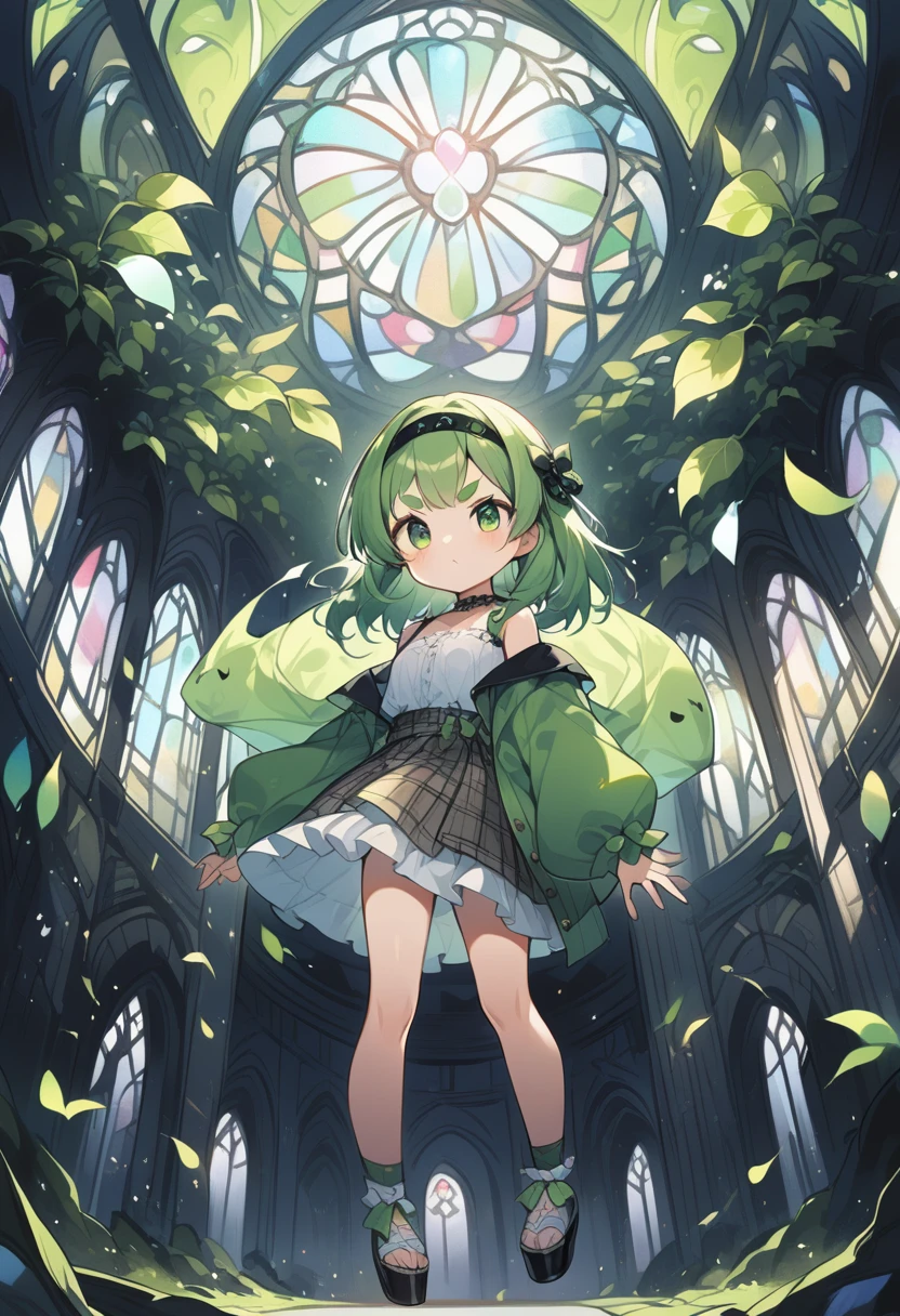 (li:1.4),(liemale child:1.ute face, 6 years old,kawhlight on eyes:1.1), small breast, (jiggly:0.8), shiny skin,(mini girl:1.5),
BREAK
(green maro eyebrows:1.5), :<, (jitome:1.1),pouty and slightly grumpy,(medium green hair:1.2),pout,disgusted eyes, green eyes, puffy eyes,
BREAK
breathtalking Scenery, breathtalking Beauty, breathtalking Cute,scenery, (best quality, masterpiece:1.2), (ultra high quality:1.2),smooth soft skin, natural skin,watercolor,
BREAK
Dutch angle,Atrium structure,ceiling,layer of clothes,(black camisole1.1) over (long sleeves white blouse:1.2), burberry check patterned skirt,head band.Platform Sandals,wide shot,dynamicangle,
BREAK,(heart shaped Church windows),nature theme,stained glass leaf,(Multiple stained glass musical note),tiffany,dust particles,