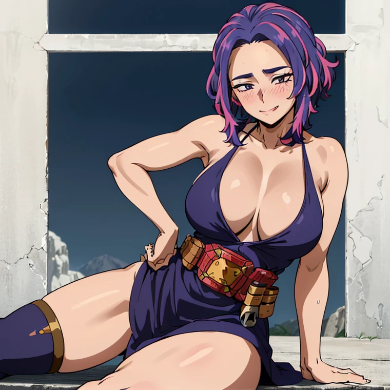 1girl, alone, lady nagant,(best quality, ultra detailed), ((full-face blush)), (detailed background:1.2), (perfect face, detailed face), looking at viewer, (mature female:1.4), smile lady_nagant, large breasts, short hair, sleeveless, streaked hair, bare shoulders, medium hair, belt, dress, purple hair,multicolored hair ,boots (garden, outdoors, sitting), perfect hands, perfect anatomy ((en bikini de color blanco "se resalte  las tetas" y  toda mojada)), *(("cara de excitada sacando la lengua" ))* (("en bikini ")) ((las piernas abiertas a en pose sexy en bikini))(( "sin falda" )) (("mostrando las bragas")) ((pose sexy mostrando sus  atributos)) ((las piernas abiertas viendo para la cámara mostrando sus bragas)), (("cara sexy sacando la lengua ")) piernas abiertas  , comiendo helado 