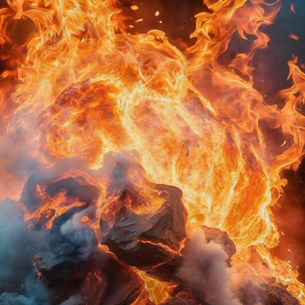 (Masterpiece, high quality, best quality, official art, beauty and aesthetics:1.2),(fire element:1.1),composed of fire elements,(1man:1.2),burning,transparency,fire,(molten rock),flame skin,flame print,fiery hair,smoke,cloud,(radiant:1.1),(flames soaring:1.2),(reigniting the divine fire:1.2),ukl,