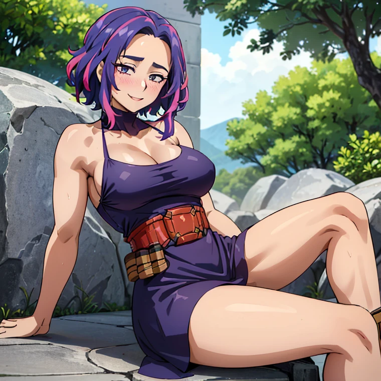 1girl, alone, lady nagant,(best quality, ultra detailed), ((full-face blush)), (detailed background:1.2), (perfect face, detailed face), looking at viewer, (mature female:1.4), smile lady_nagant, large breasts, short hair, sleeveless, streaked hair, bare shoulders, medium hair, belt, dress, purple hair,multicolored hair ,boots (garden, outdoors, sitting), perfect hands, perfect anatomy ((en bikini de color blanco "se resalte  las tetas" y  toda mojada)), *(("cara de excitada sacando la lengua" ))* (("en bikini ")) ((las piernas abiertas a en pose sexy en bikini))(( "sin falda" )) (("mostrando las bragas")) ((pose sexy mostrando sus  atributos)) ((las piernas abiertas viendo para la cámara mostrando sus bragas)), (("cara sexy sacando la lengua ")) piernas abiertas  , (comiendo helado de  forma sexy )