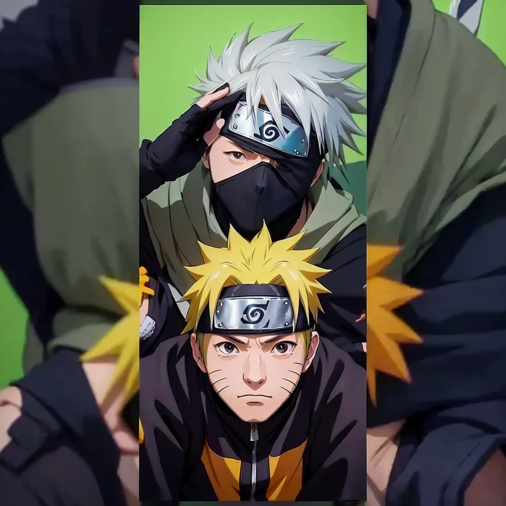 anime characters with different expressions and colors are posing for a picture, from naruto, kakashi hatake, holding a 🛡 and an 🪓, naruto artstyle, 📷 mungojerrie and rumpleteazer, in a anime masterpiece, kakashi, in anime style, anime wallaper, anime masterpiece, joker looks like naruto