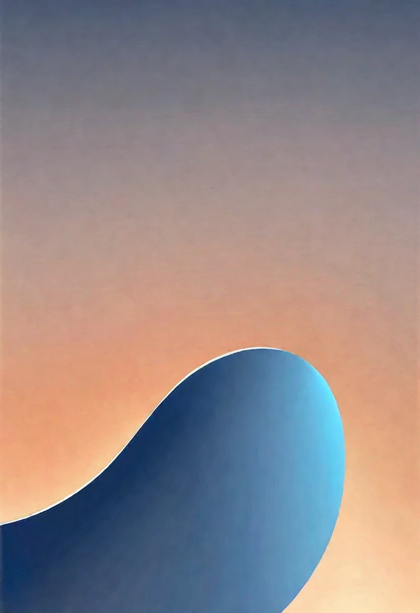 Minimalist style，Just blue，Gradient solid background，Abstract Art，Random Curve，line，Full of peace，画面充满了positive的情感，persist in、positive、growing up