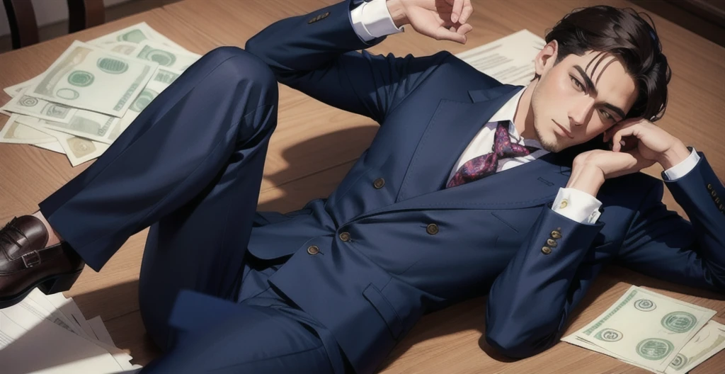 create a well-dressed man with money