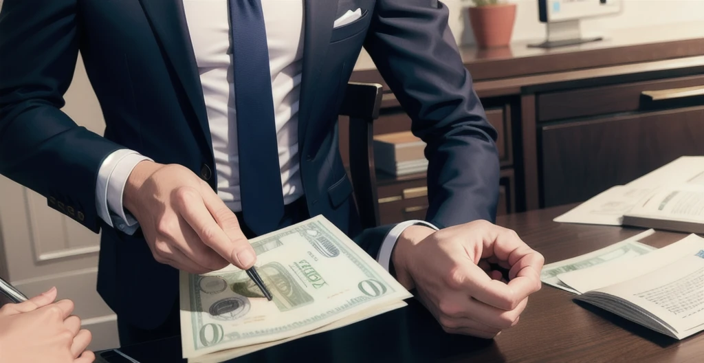 create a well-dressed man with money