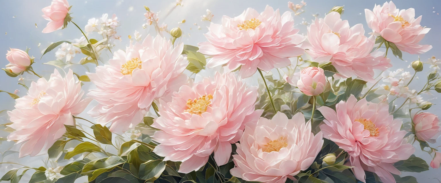 Beautiful, delicate and elegant, lighter colors depict fine(淺light pink flower)light pink flower(Lay flat)Flowers are smaller and some art masters’ works are of super high quality., masterpiece, , Super detailed, best quality.Detailed and exquisite real photos