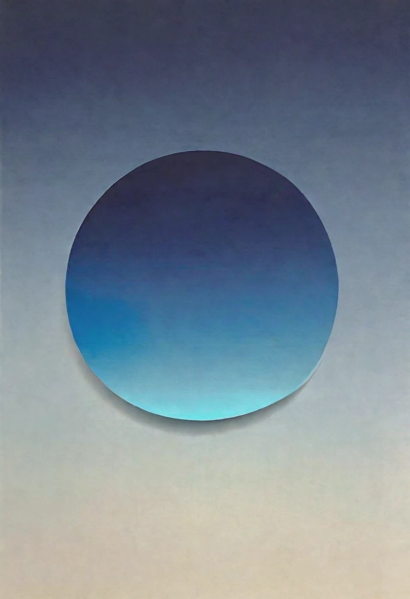 Minimalist style，Just blue，Gradient solid background，Abstract Art，A circle in the middle，Full of peace，画面充满了positive的情感，persist in、positive、growing up