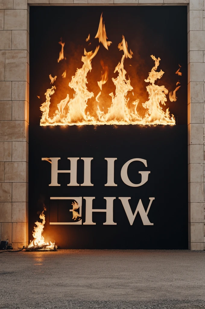 Logo with embedded title "The big Wall", with fire