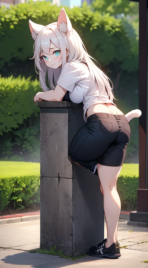 Squatting on the ground的女孩，Squatting on the ground，Cat Girl，Cat Girl，Cat ear女孩，Married Woman，Mature，Female mature，Big Ass，Fat Ass，Squatting on the ground，Squatting on the ground，Smile，gentle，cute，Mature，Female mature，Legs open，Legs apart，Pants，shorts，shorts，shorts，Big breasts，Big breasts，shorts，Navel，Navel，Cat ear，Cat&#39;s Tail，Hands on the ground，Fantasy style clothing，cosplay，Long hair，braid，Married Woman发型，sweater，Fur collar，Fluffy collar，毛绒Gloves，Gloves，毛绒Gloves，paw，毛绒绒paw，Claw