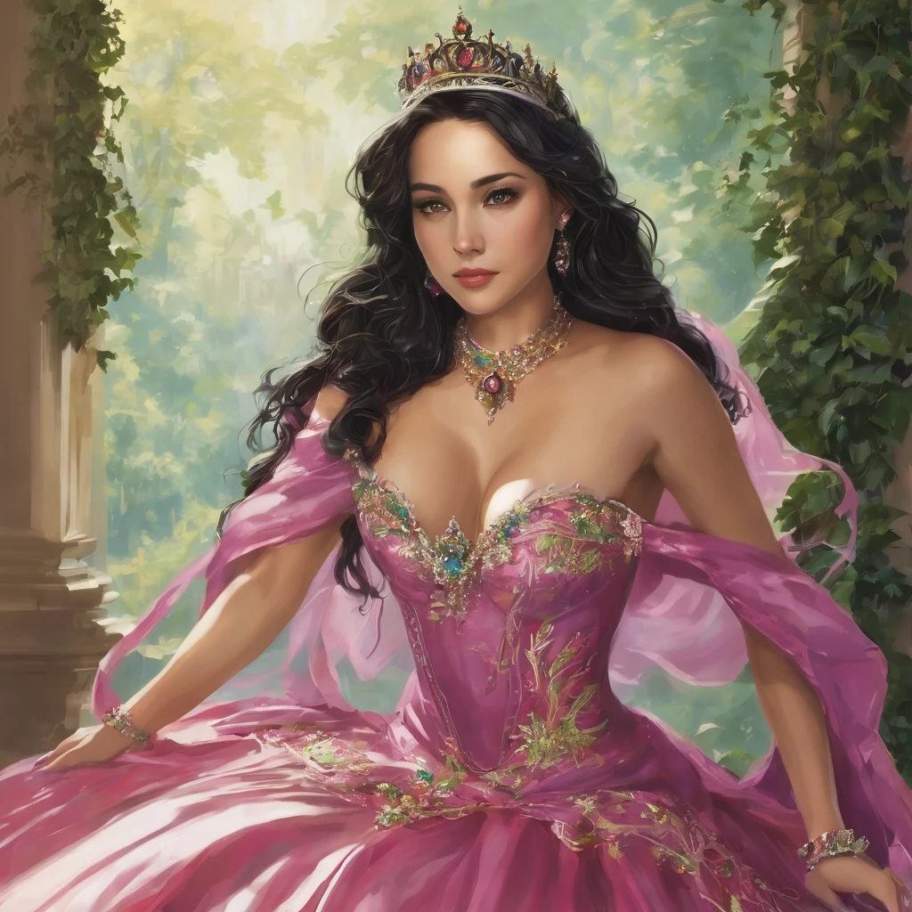 A very beautiful princess was lying with her clothes torn showing her sexiness. Penutup daun