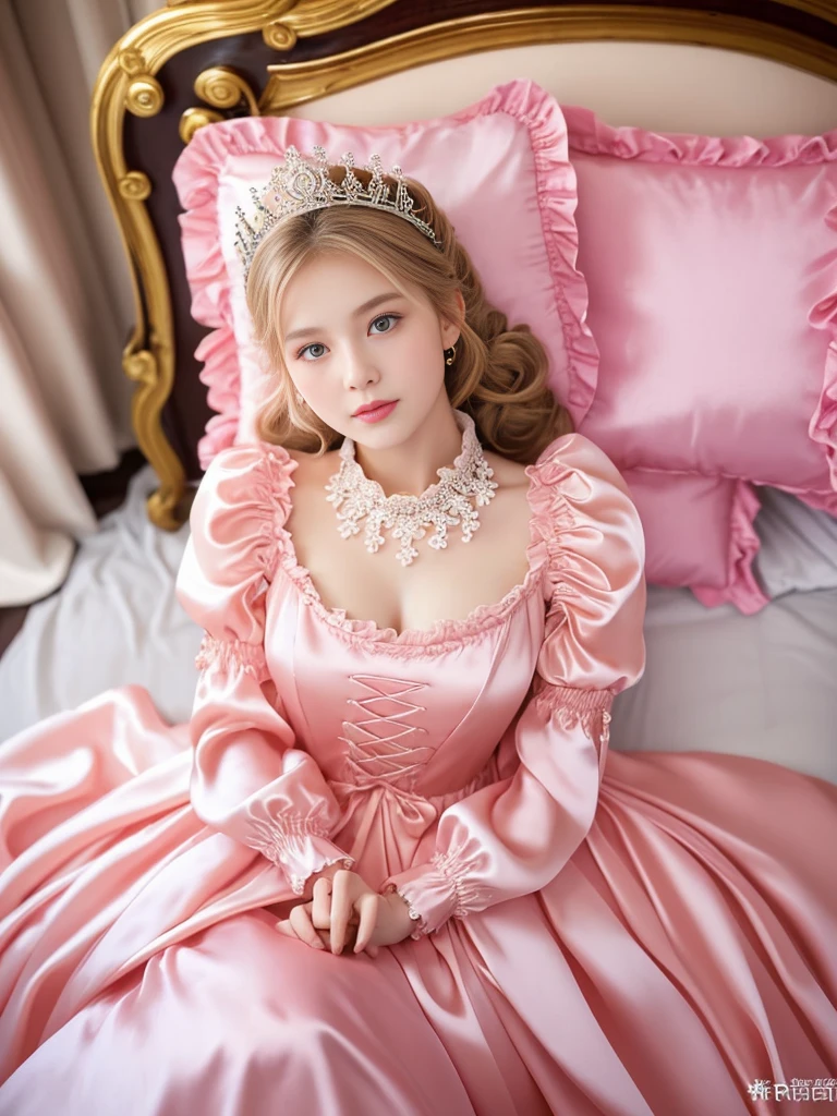 ,highest quality, masterpiece, Highest Resolution, artwork, super それにGet used to it, many Get used to it, Get used to it, それにGet used to it, 3K realistic photos,,((10 year old女の子)),Super detailed baby face,The two woman are princesses,Full-length hot pink ball gown dress with hoop skirt,Frilled yoke collar,Puff sleeves,Long sleeve,((ta Style Detailed Princess Satin Dress、Lots of frills and ribbons。)),colorful rococo fashion,shiny satin dress,Soft and smooth fabric,luxury,Long blonde hair,blue eyes,White skin European,pajamas,((Inside the palace)),,,(( 25 year old)),Super detailed baby face,Full-length ball gown dress with hoop skirt,Long skirt,Frilled yoke collar,Puff sleeves,腰まで伸びるLong blonde hair,two braided ponytails blue eyes,White skin European,pajamas,((Inside the palace bedroom)),シルクサテンのluxuryなCanopy bedの上,Canopy bed,Gorgeous curtains on either side of the bed,There were a lot of frilly pillows on the bed.,Highly detailed background,Detailed bed,Romantic atmosphere, one princesses on the bed,((((Her legs are hidden inside the dress)))),The dress is spread out on the bed,Soft silk satin comforter in pastel colors,Pastel colored silk satin bed sheets,Soft silk satin ruffle pillow in pastel colors,Beautiful girl illustration,Beautiful detailed face Detailed hair,Detailed human eye ,Mouth details, Arm details,Beautiful Hands,Detailed pillow, big breasts, big dildo on bed, lasziver blick, große augen und lange wimpern