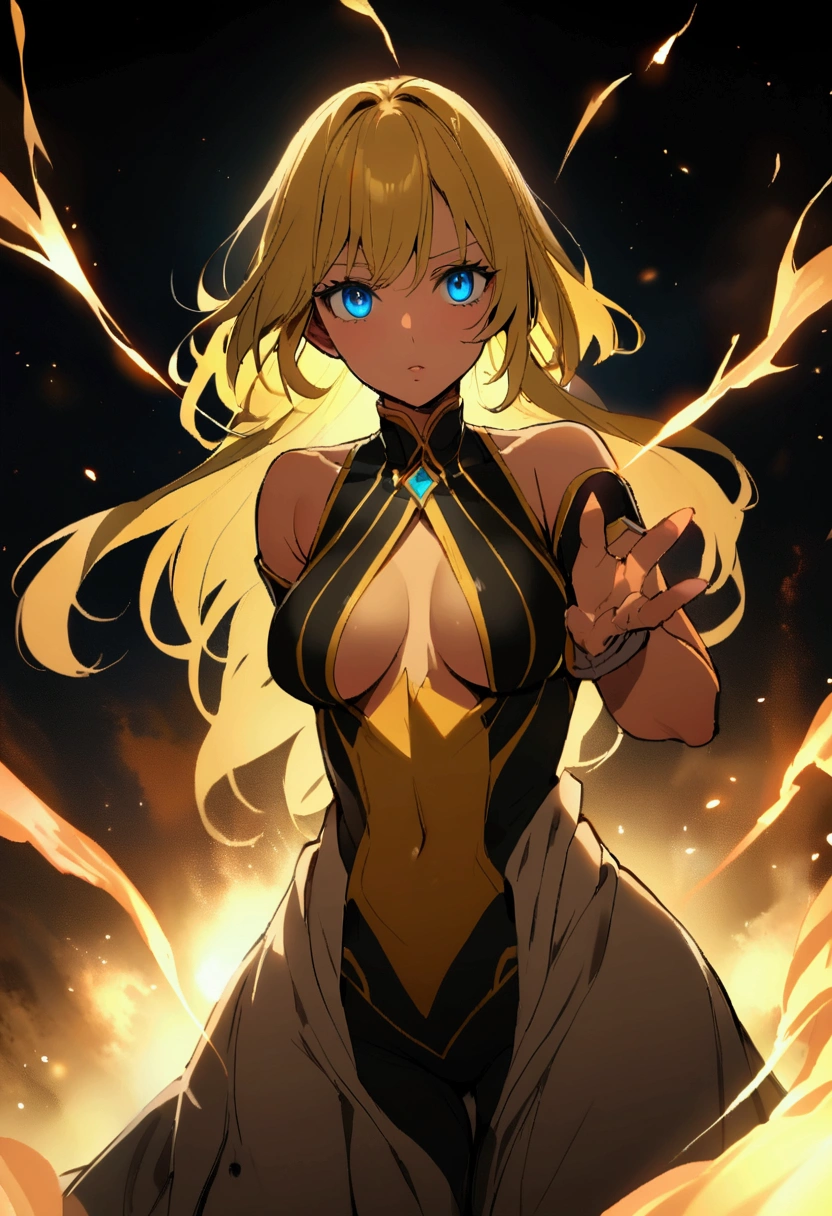 Long golden hair, blue eyes
,aesthetic body,milf