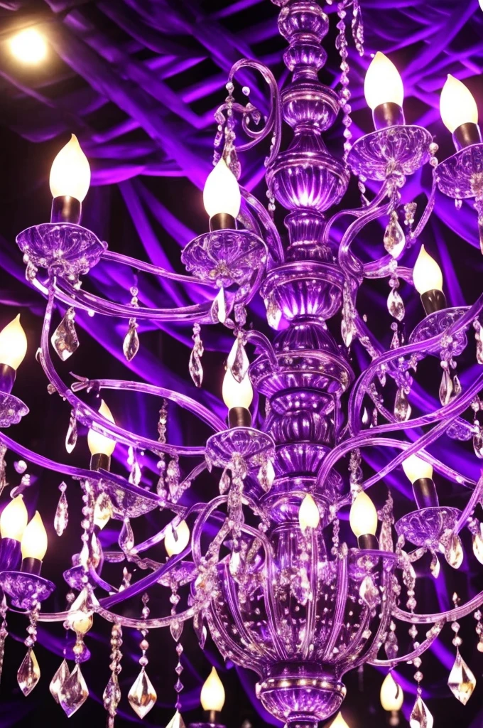 a close up of a chandelier with many purple lights, purple lights, cool purple lighting, moody lights!! intricate, glowing lights!! intricate, arabian nights inspired, blue and purle lighting, blue lights and purple lights, purple, extremely moody purple lighting, purple color lighting, beautiful lights, beautiful lit lamps, purple lighting, extremely beautiful lighting, beautiful lighting