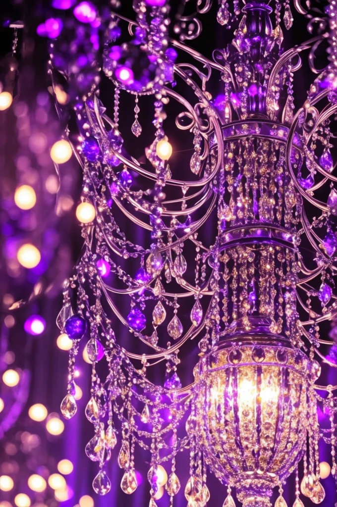 a close up of a chandelier with many purple lights, purple lights, cool purple lighting, moody lights!! intricate, glowing lights!! intricate, arabian nights inspired, blue and purle lighting, blue lights and purple lights, purple, extremely moody purple lighting, purple color lighting, beautiful lights, beautiful lit lamps, purple lighting, extremely beautiful lighting, beautiful lighting