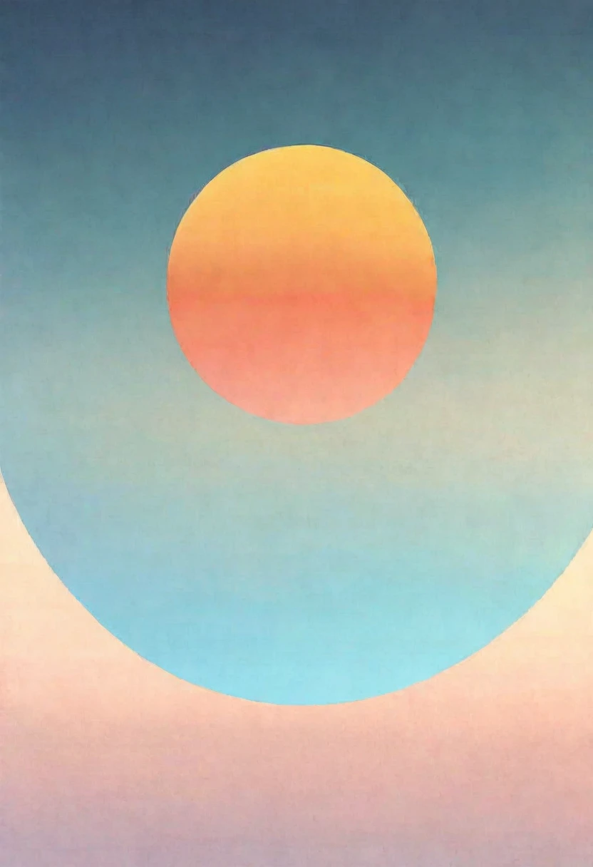 Minimalist style,water blue,Gradient solid background,Abstract Art,A circle in the middle,Full of peace,画面充满了positive的情感,persist in、positive、growing up