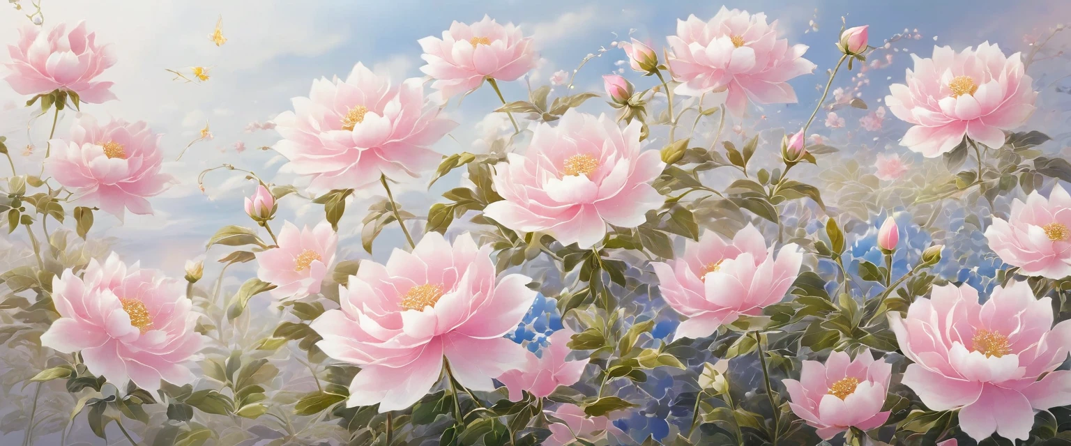 Beautiful, delicate and elegant, lighter colors depict fine(淺light pink flower)light pink flower(Lay flat)Flowers are smaller and some art masters’ works are of super high quality., masterpiece, , Super detailed, best quality.Detailed and exquisite real photos